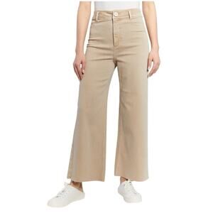 OAT New York High Waist Wide Leg Tan Raw Hem‎ Jeans Size 27